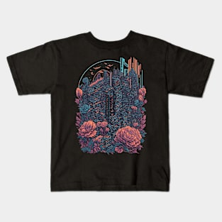 Floral Cyberpunk City Kids T-Shirt